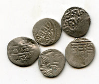 Lot of 5 silver dangs, various types/mints, 1300s, Jochid Mongols, Golden Horde