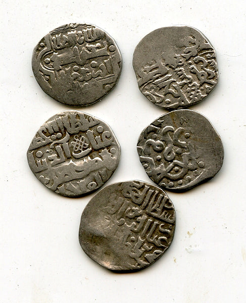 Lot of 5 silver dangs, various types/mints, 1300s, Jochid Mongols, Golden Horde