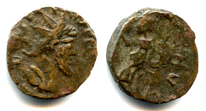 Ancient barbarous antoninianus of Tetricus I, c.270-280 AD, Pax, Gaul, Roman Empire