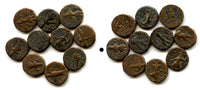 Lot of 10 Kushan drachms, Kanishka & later, Kushan Empire, 100-200 AD