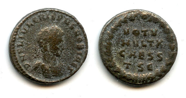Scarcer follis of Crispus (317-326 AD), Thessalonica mint, Roman Empire (RIC 36)