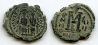 Large follis of Justin II (565-578),  573 AD, Nicomedia mint, Byzantine Empire