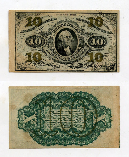 10 Cents, 3rd issue Fractional Currency, 1863 (Fr 1255), USA