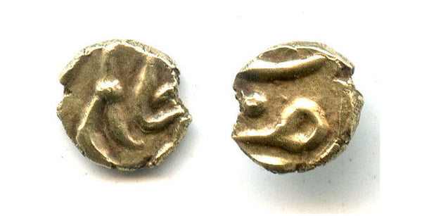 Rare gold 1/32 mohur (fanam) of Bahadur (1707-1712), Moghul Empire, India