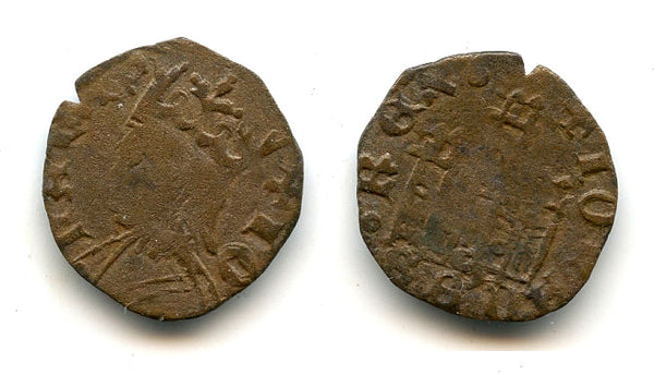 Billon denier of John I (1379-90), Burgos, Kingdom of Castille and Leon, Spain