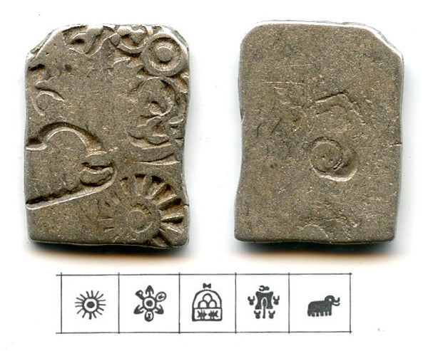Silver punch drachm, Nandas (c.345-320 BC), Magadha Empire, Ancient India (G/H 467)