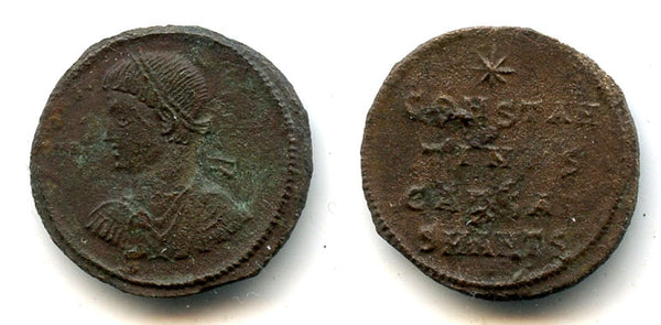 Rare type follis of Constantine II as Caesar (317-337 CE), Antioch, Roman Empire (RIC59)