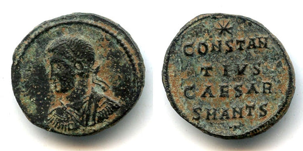 Rare type follis of Constantius II as Caesar, 324/25 CE, Antioch, Roman Empire (RIC55)
