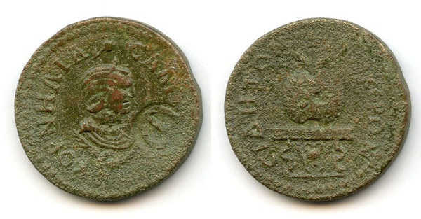 Rare re-tariffed AE30 of Salonina, 253-268 CE, Side, Pamphylia, Roman Provincial coinage