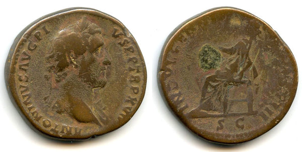 Bronze sestertius of Antoninus Pius (138-161 AD), Rome, Roman Empire