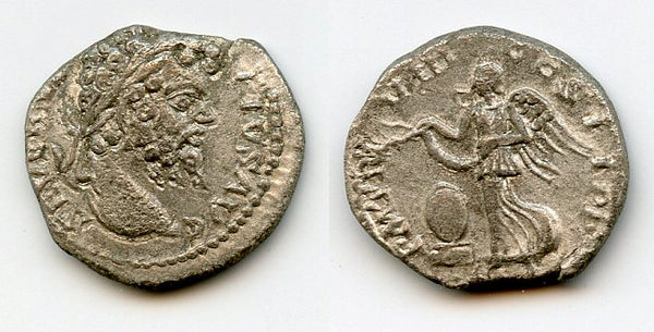 Unusual hybrid silver denarius of Septimius Severus (193-211 AD), Roman Empire