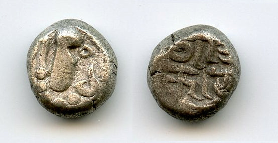 Silver drachm, type 3.4, Omkara monastery, Paramaras, c.1150-1300, India