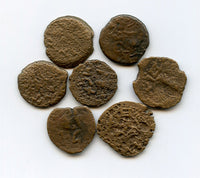 Lot of 7 bronze prutot, Jewish-Roman War (66-70 CE),Ancient Judea