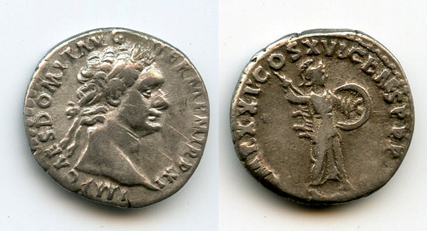 Silver denarius of Domitian (81-96 CE), Rome mint, Roman Empire (RIC 726)