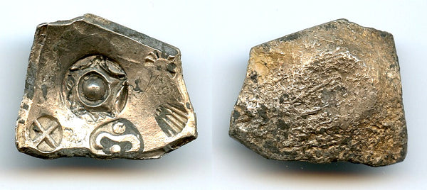 Silver 5-mana, Shakya Janapada - time of Buddha, c.600-500 BC, India (Hirano I.8)