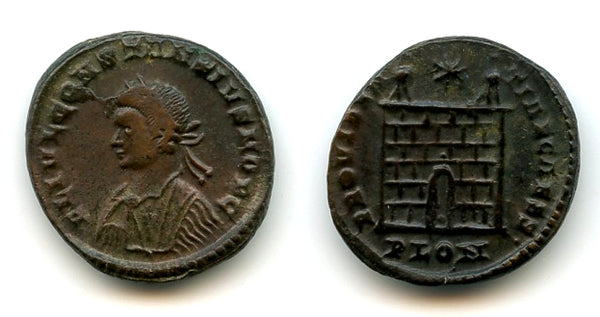 Nice camp-gate follis, Constantius II as Caesar, 324-337 CE, London, Roman Empire