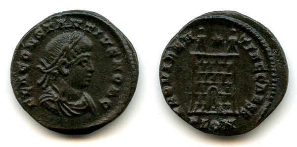 Nice camp-gate follis, Constantius II as Caesar, 324-337 CE, London, Roman Empire