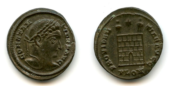 High grade camp-gate follis, Constantine I (307-337 CE), London, Roman Empire