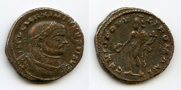 Bronze follis of Maximianus Herculius (286-305 AD), London mint, Roman Empire (RIC 17)