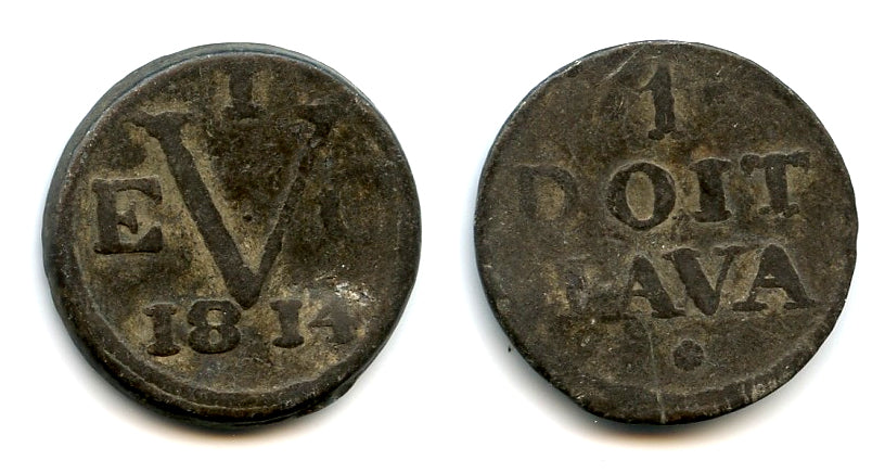 Nice large tin duit, 1814, British Occupation of Java (1811-1816), Ind ...