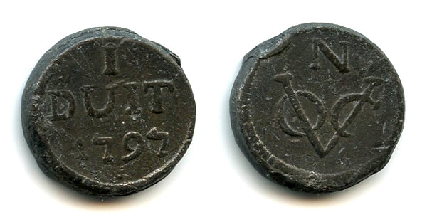 Rare Noodmunt Duit (emergency money), 1797, Batavia (Jakarta), Dutch Colonial Java