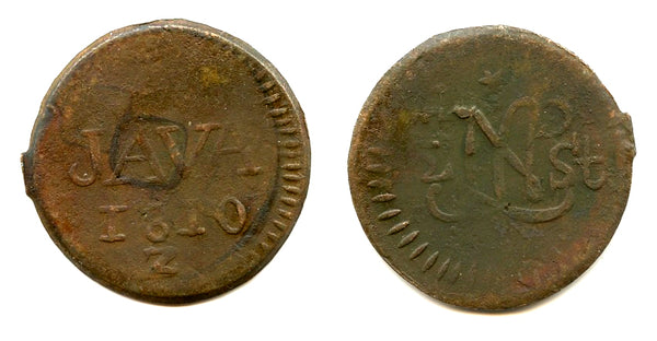 Large 1/2 stuiver, Louis Napoleon, Java, 1810, French interregnum in Java