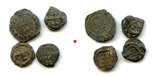 Lot of 4 tin bazaruccos, Philip I-III (1580-1641), Melaka, Portuguese Indies