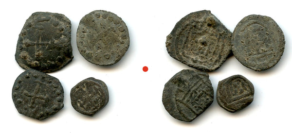Lot of 4 tin bazaruccos, Philip I-III (1580-1641), Melaka, Portuguese Indies