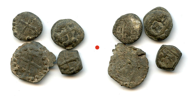 Lot of 4 tin bazaruccos, Philip I-III (1580-1641), Melaka, Portuguese Indies