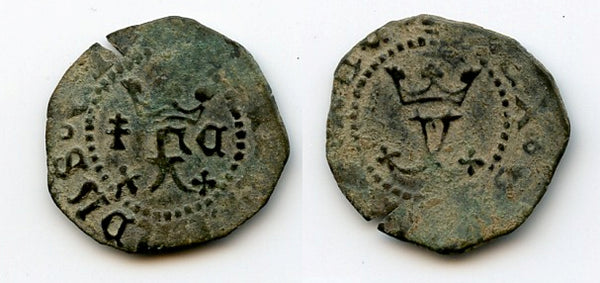 Billon blanca of Ferdinand and Isabella of Spain, Cuenca mint, later 1400's (Cal. 450)
