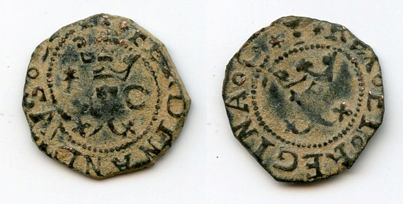 Billon blanca of Ferdinand and Isabella of Spain, Cuenca mint, later 1400's (Cal. 452)