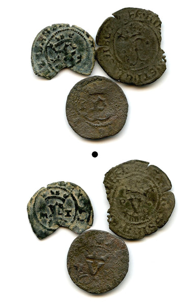 Lot of 3 billon blancas of Ferdinand (1479-1516) and Isabella (1474-1504) of Spain
