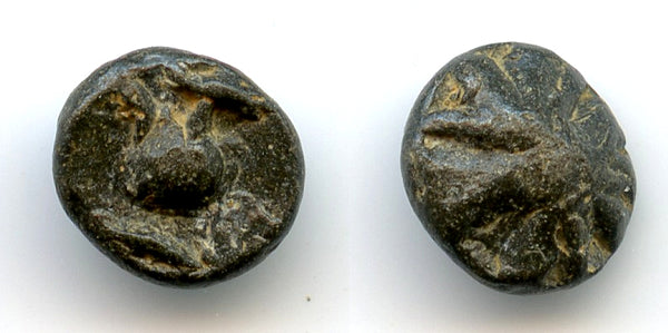 Rare small tin coin, jar type, Musi River area, Sumatra, Srivijaya Empire, 11th-13th century?