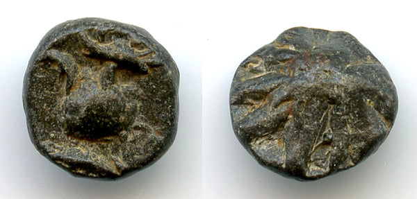 Rare small tin coin, jar type, Musi River area, Sumatra, Srivijaya Empire, 11th-13th century?
