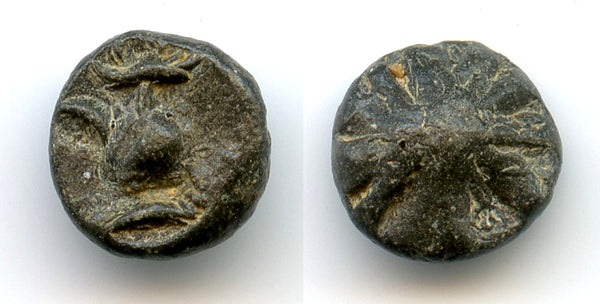 Rare small tin coin, jar type, Musi River area, Sumatra, Srivijaya Empire, 11th-13th century?
