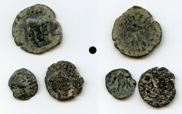 Lot of 3 different denominations of Kujula Kadphises (ca.30-80 AD), Kushan Empire