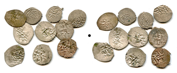 Lot of 10 silver ackes of the Golden Horde, 1460s-1700s, Jochid Mongols