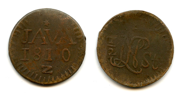 Large 1/2 stuiver, Louis Napoleon, Java, 1810, French interregnum in Java