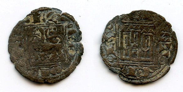 Billon obol (meaja) of Alfonso X (1252-1284), Kingdom of Castille and Leon, Spain