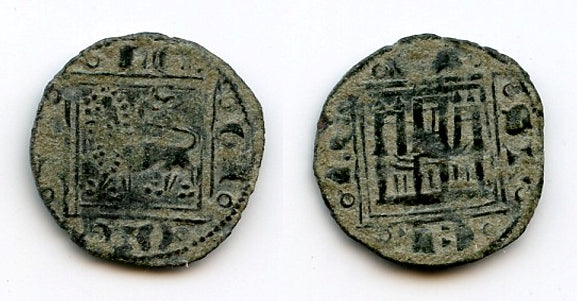 Billon obol (meaja) of Alfonso X (1252-1284), Kingdom of Castille and Leon, Spain