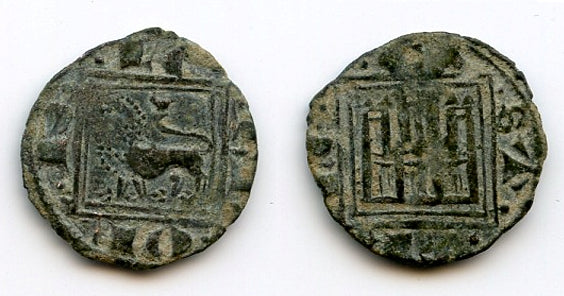 Billon obol (meaja) of Alfonso X (1252-1284), Kingdom of Castille and Leon, Spain