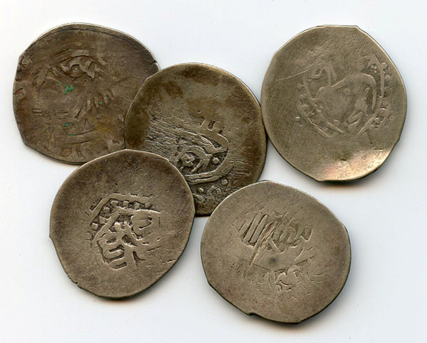 Lot of 5 silver tankas, 1600s, Bukhara, Khanate of Bukhara (Janids)