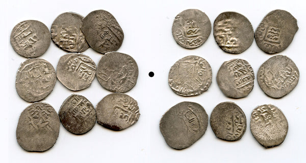 Lot of 9 various silver 2-dinars, 1380s-90s, Timurids and Muzaffarids
