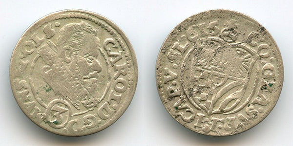 Silver 3-kreutzer, Charles II (1565-1617), Duchy of Münsterberg-Oels (Silesia)