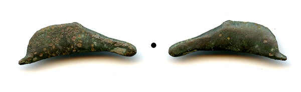 Ancient dolphin-shaped AE26 coin, Greek Olbia, Sarmatia, c.5th Century BC