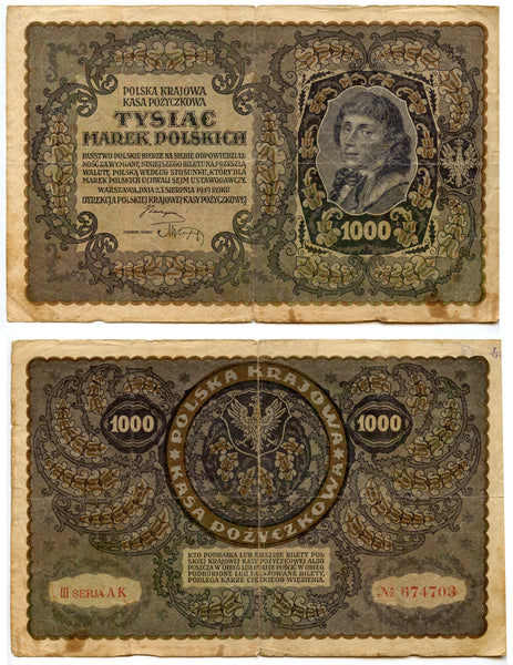 Huge-sized 1000-Marks (1000-marek), 1919, Poland (Pick #29)