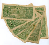Burma, 1942, Japanese occupation, lot of 6x1-rupee banknotes, Pick#14