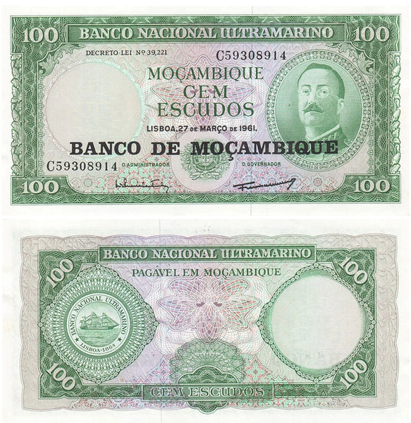 Uncirculated 100-escudos, 1961, Portuguese Mozambique (Pick#109)