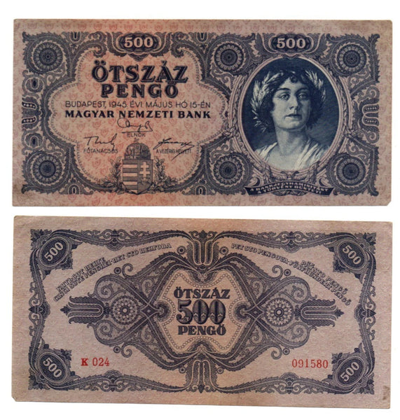 500 pengo, 1945, Hungary (Pick-117)