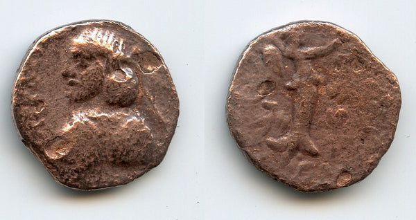 Bronze tetradrachm, Pakores, c. mid-late 1st century AD, Indo-Parthian kingdom